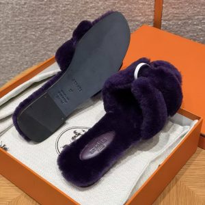 Hermes Oran Sandal Women Shearling Raisin - Image 12
