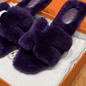 Hermes Oran Sandal Women Shearling Raisin - Image 9