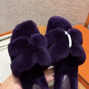 Hermes Oran Sandal Women Shearling Raisin - Image 7