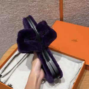 Hermes Oran Sandal Women Shearling Raisin - Image 6