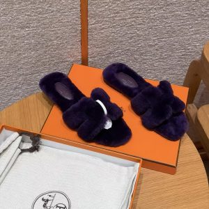Hermes Oran Sandal Women Shearling Raisin - Image 5