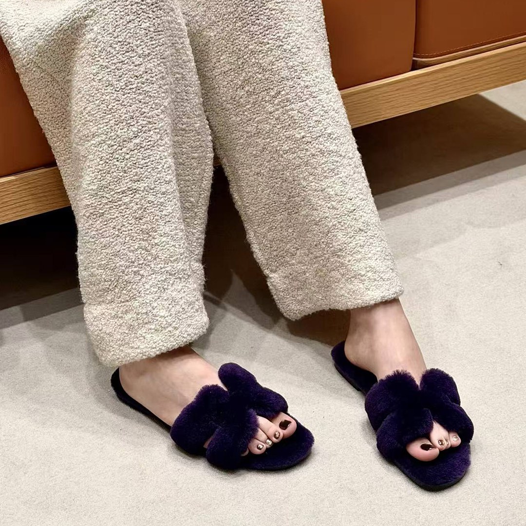 Hermes Oran Sandal Women Shearling Raisin - Image 3