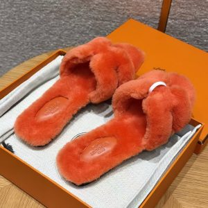 Hermes Oran Sandal Women Shearling Royge De Turin - Image 2