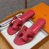 Hermes Oran Sandal Women Shiny Java Lizard Rouge Cinétique H242281Z U7350