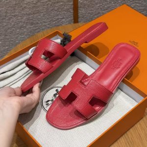 Hermes Oran Sandal Women Shiny Java Lizard Rouge Cinétique H242281Z U7350 - Image 17