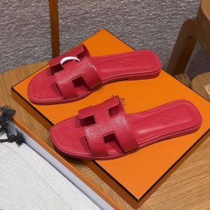 Hermes Oran Sandal Women Shiny Java Lizard Rouge Cinétique H242281Z U7350 - Image 10