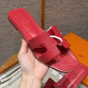 Hermes Oran Sandal Women Shiny Java Lizard Rouge Cinétique H242281Z U7350 - Image 9