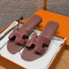 Hermes Oran Sandal Women Suede Goatskin Vintage Rose Color