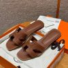 Hermes Oran Sandal Women Swift Calfskin Blanc Gold