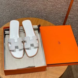 Hermes Oran Sandal Women Swift Calfskin Blanc H021056Z 02340 - Image 14