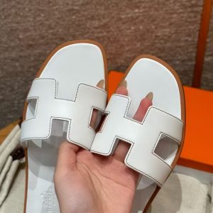 Hermes Oran Sandal Women Swift Calfskin Blanc H021056Z 02340 - Image 10