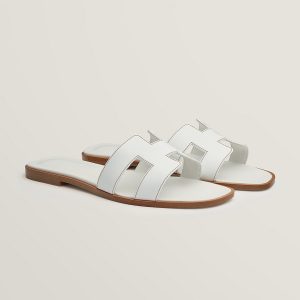 Hermes Oran Sandal Women Swift Calfskin Blanc H021056Z 02340 - Image 4