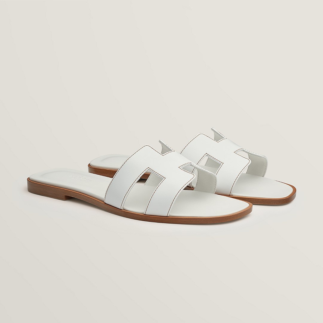 Hermes Oran Sandal Women Swift Calfskin Blanc H021056Z 02340 - Image 4