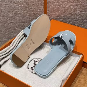 Hermes Oran Sandal Women Swift Calfskin Bleu Glacier H202230Z 18360 - Image 13