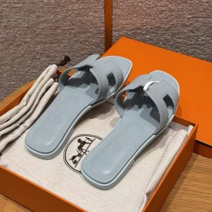 Hermes Oran Sandal Women Swift Calfskin Bleu Glacier H202230Z 18360 - Image 8
