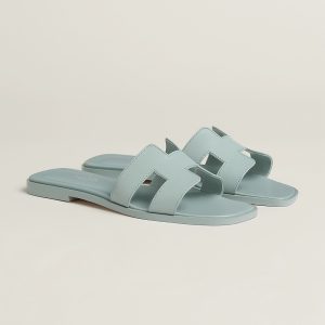 Hermes Oran Sandal Women Swift Calfskin Bleu Glacier H202230Z 18360