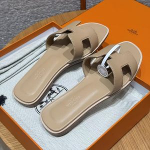 Hermes Oran Sandal Women Swift Calfskin Camel H202230Z D1380 - Image 10