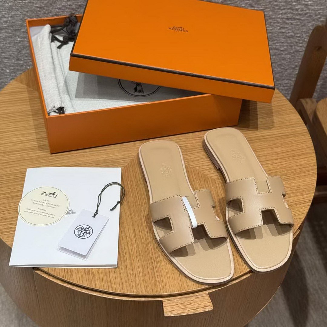 Hermes Oran Sandal Women Swift Calfskin Camel H202230Z D1380 - Image 4