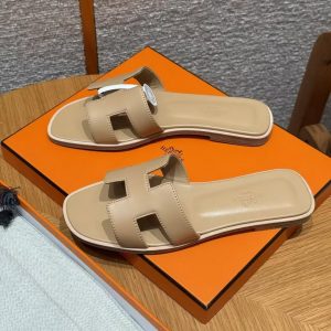 Hermes Oran Sandal Women Swift Calfskin Camel H202230Z D1380 - Image 3