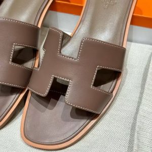 Hermes Oran Sandal Women Swift Calfskin Etoupe H202230Z X3360 - Image 7
