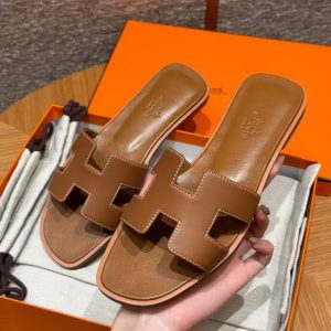 Hermes Oran Sandal Women Swift Calfskin Gold H021056Z 03340 - Image 14