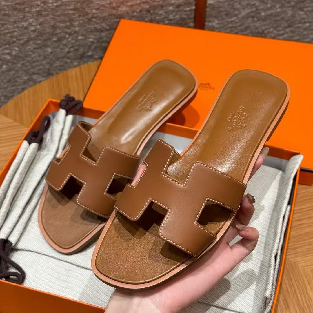 Hermes Oran Sandal Women Swift Calfskin Gold H021056Z 03340 - Image 14