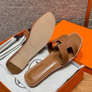 Hermes Oran Sandal Women Swift Calfskin Gold H021056Z 03340 - Image 13