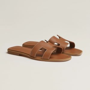 Hermes Oran Sandal Women Swift Calfskin Gold H021056Z 03340 - Image 4