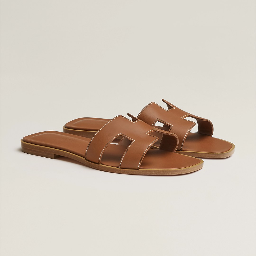 Hermes Oran Sandal Women Swift Calfskin Gold H021056Z 03340 - Image 4