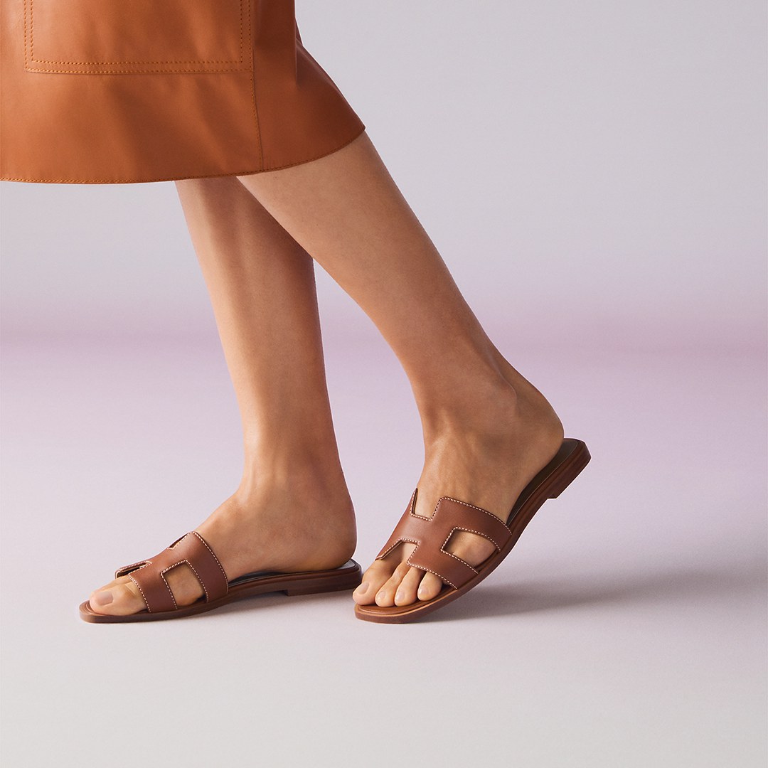 Hermes Oran Sandal Women Swift Calfskin Gold H021056Z 03340 - Image 3