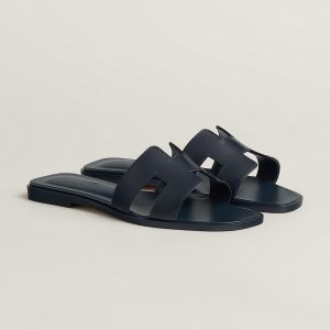 Hermes Oran Sandal Women Swift Calfskin Marine H202230Z I2365 - Image 4