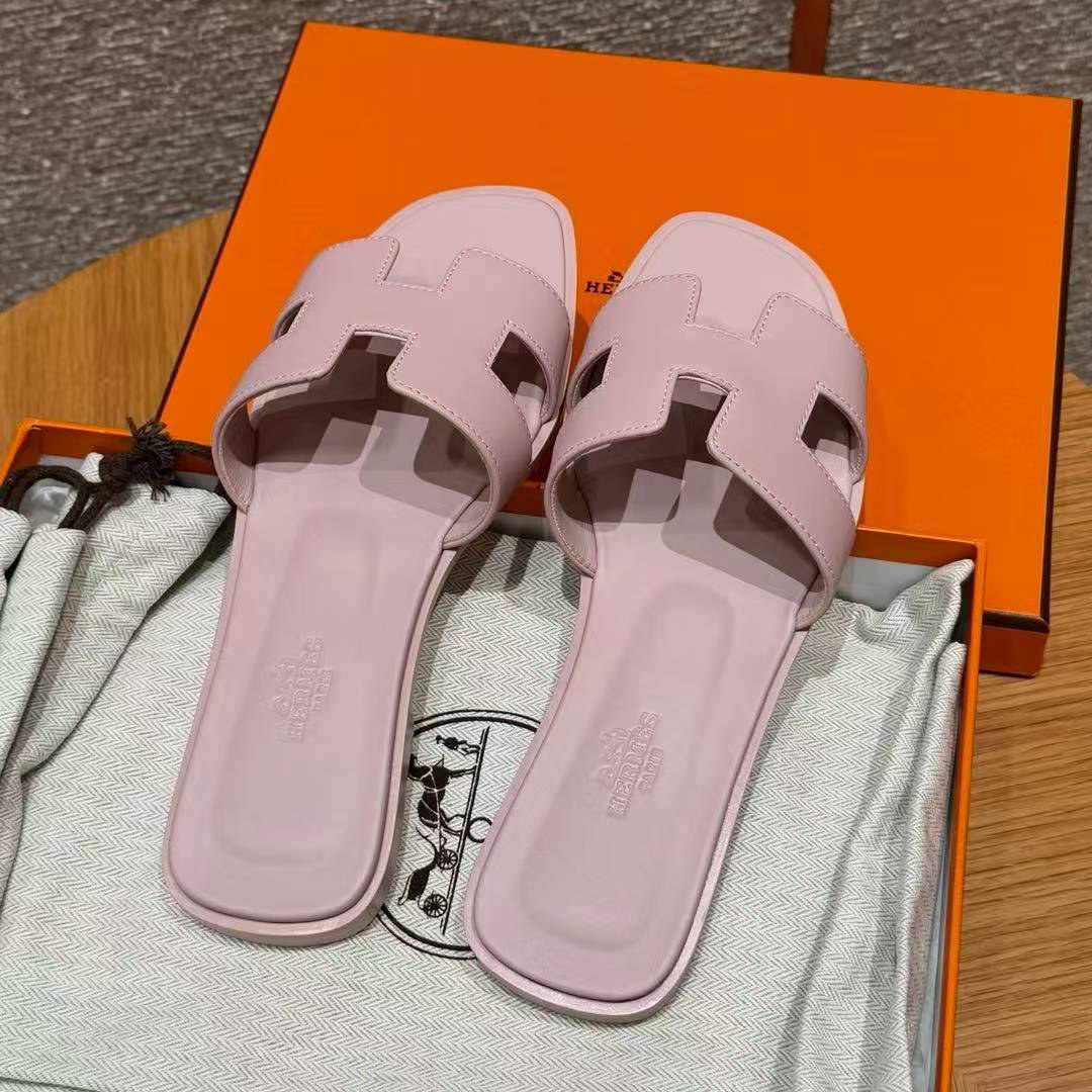 Hermes Oran Sandal Women Swift Calfskin Rose Cancan - Image 2