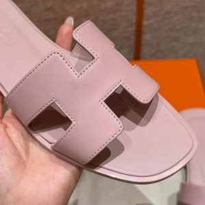 Hermes Oran Sandal Women Swift Calfskin Rose Cancan - Image 10
