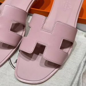Hermes Oran Sandal Women Swift Calfskin Rose Cancan - Image 8
