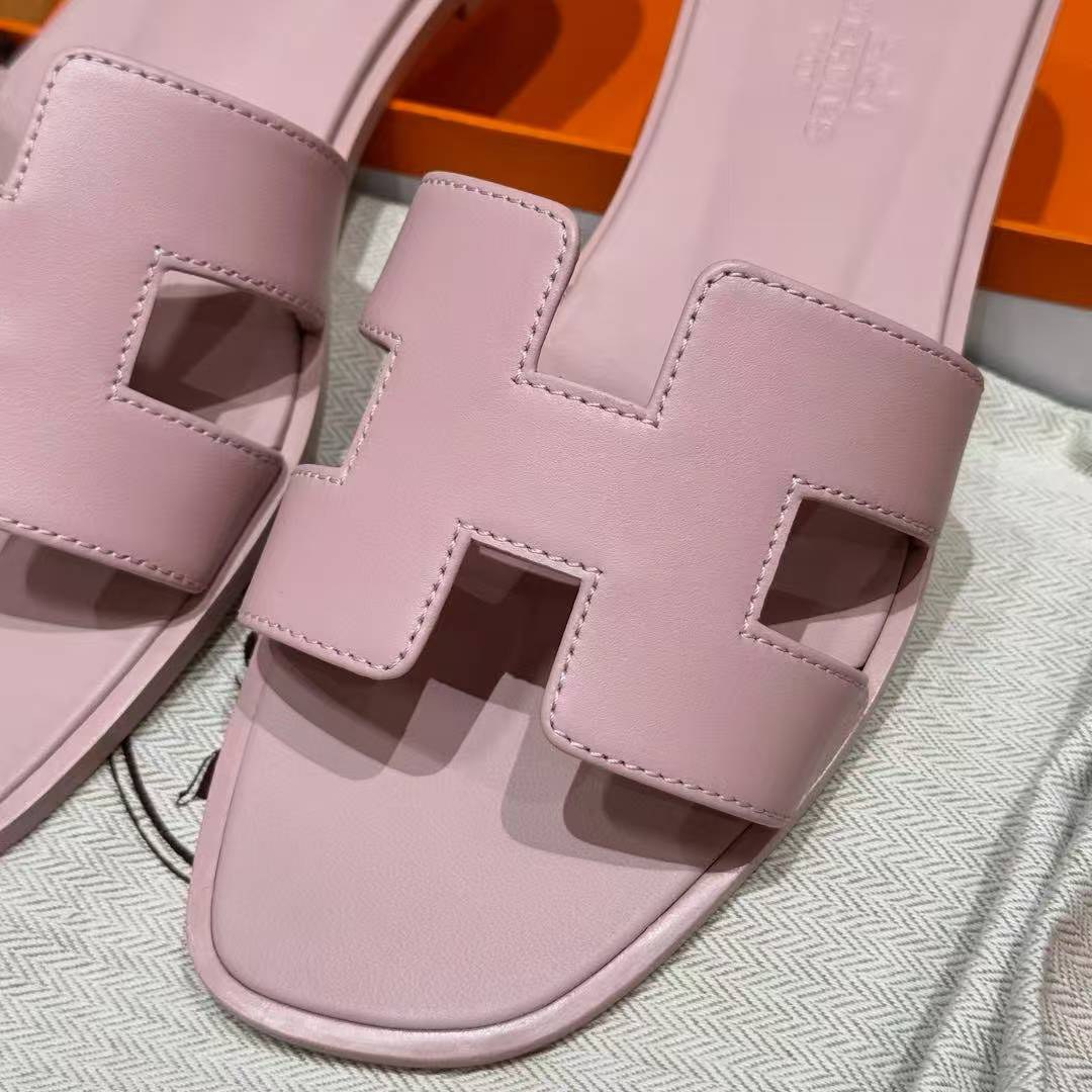 Hermes Oran Sandal Women Swift Calfskin Rose Cancan - Image 8