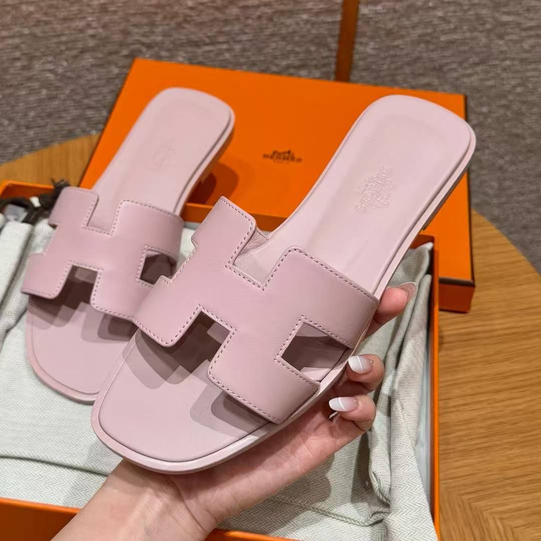 Hermes Oran Sandal Women Swift Calfskin Rose Cancan - Image 6