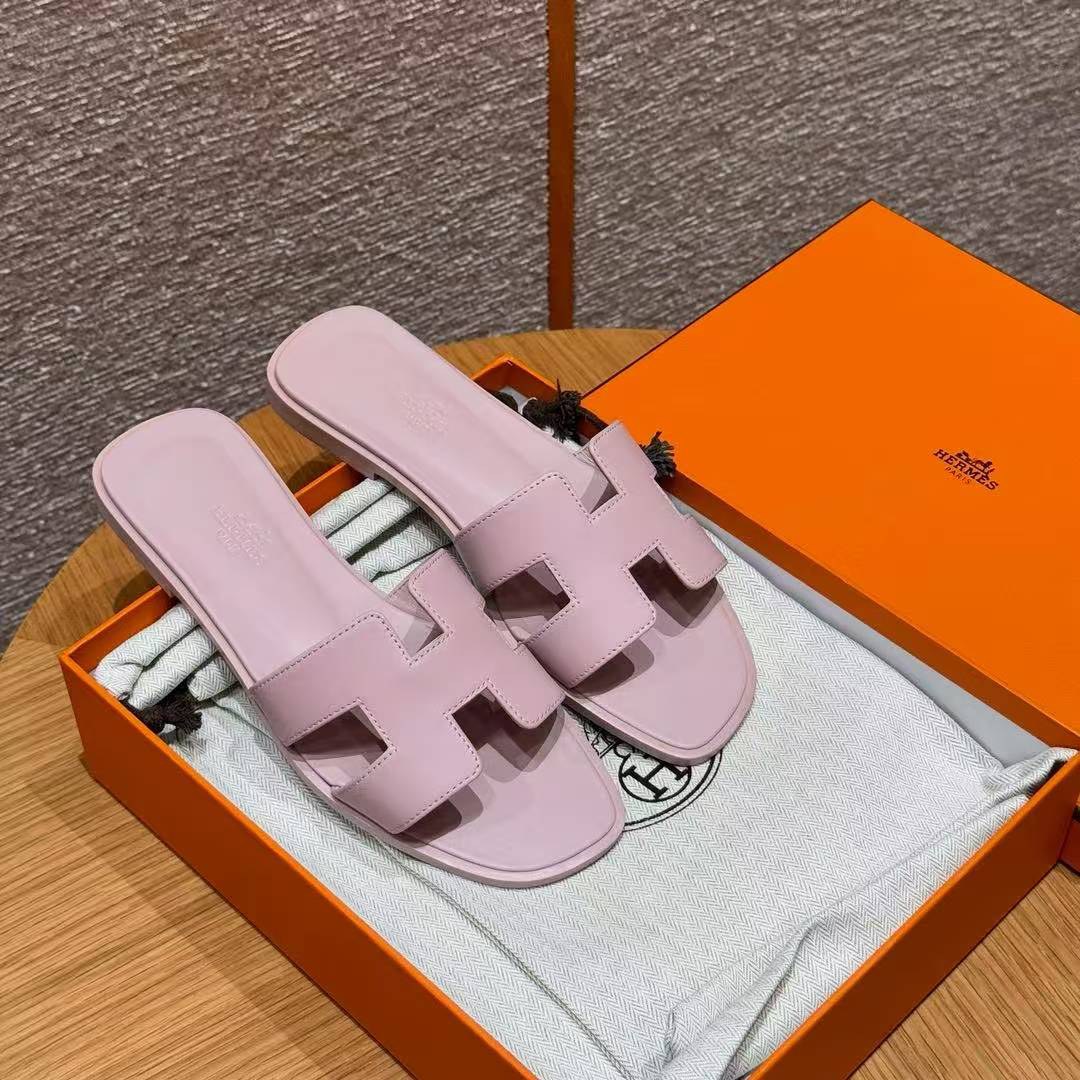 Hermes Oran Sandal Women Swift Calfskin Rose Cancan - Image 5