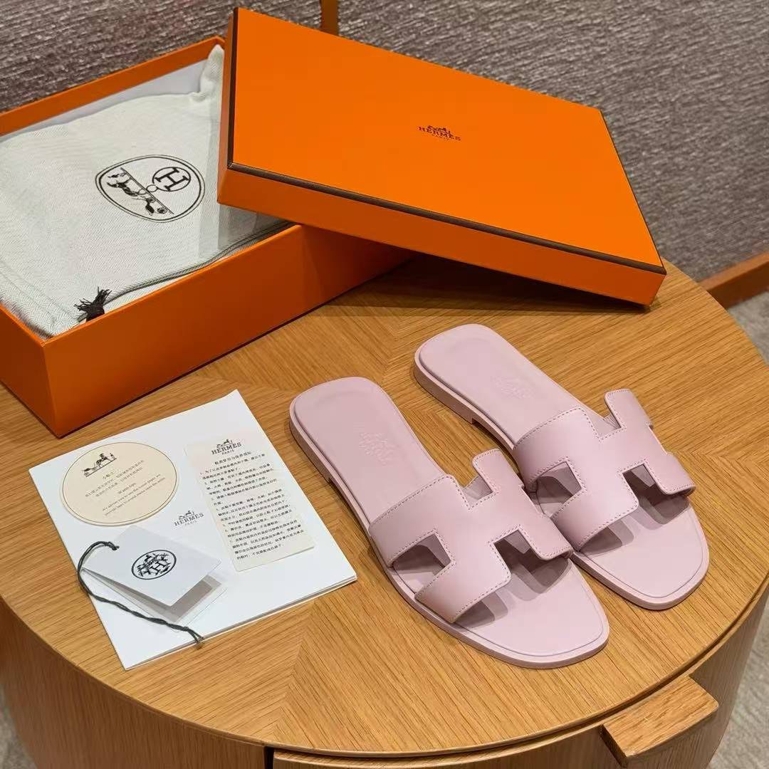 Hermes Oran Sandal Women Swift Calfskin Rose Cancan - Image 3