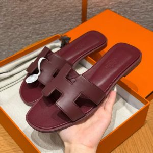 Hermes Oran Sandal Women Swift Calfskin Rouge H H202230Z L1365 - Image 14