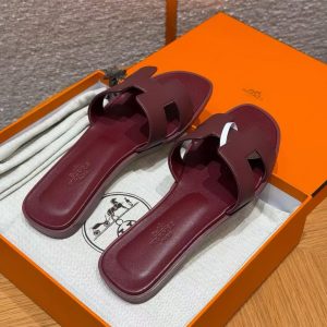Hermes Oran Sandal Women Swift Calfskin Rouge H H202230Z L1365 - Image 13