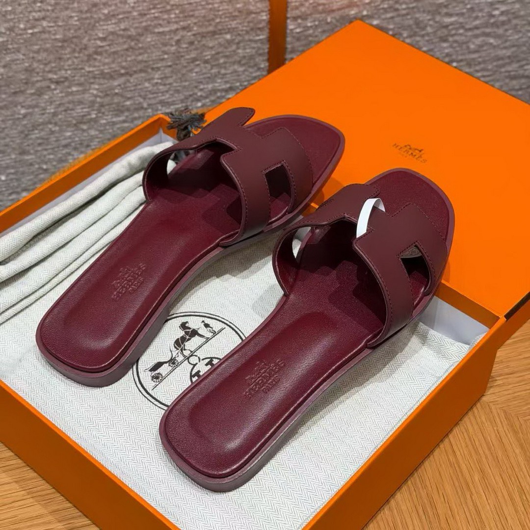 Hermes Oran Sandal Women Swift Calfskin Rouge H H202230Z L1365 - Image 13