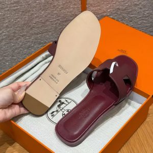 Hermes Oran Sandal Women Swift Calfskin Rouge H H202230Z L1365 - Image 12