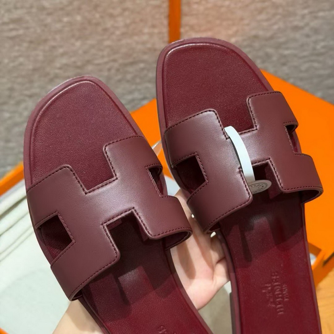 Hermes Oran Sandal Women Swift Calfskin Rouge H H202230Z L1365 - Image 11