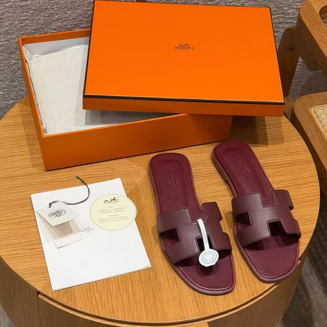 Hermes Oran Sandal Women Swift Calfskin Rouge H H202230Z L1365 - Image 8