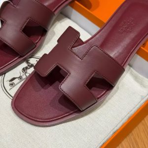 Hermes Oran Sandal Women Swift Calfskin Rouge H H202230Z L1365 - Image 6