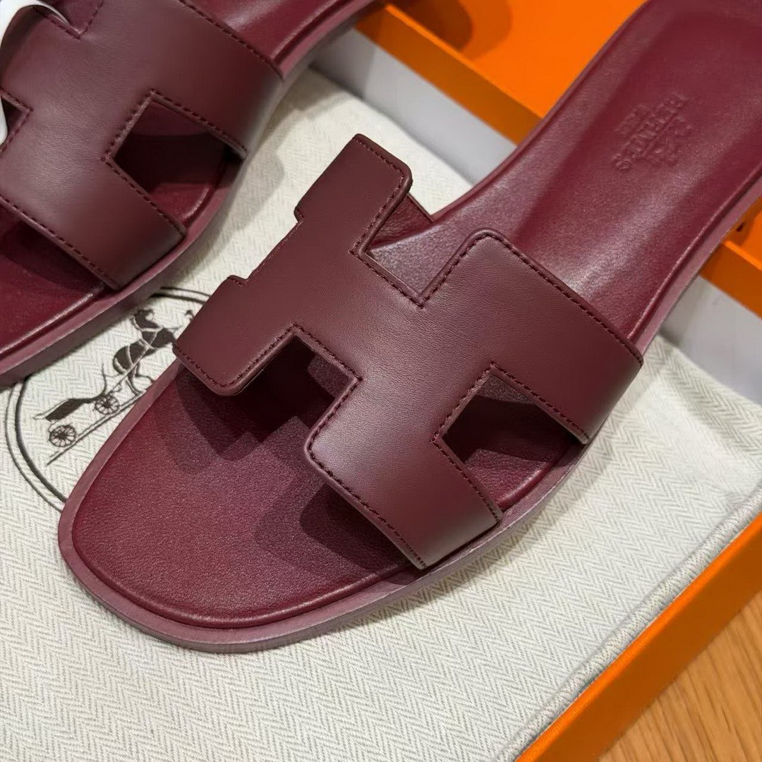 Hermes Oran Sandal Women Swift Calfskin Rouge H H202230Z L1365 - Image 6