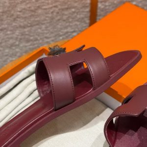 Hermes Oran Sandal Women Swift Calfskin Rouge H H202230Z L1365 - Image 5