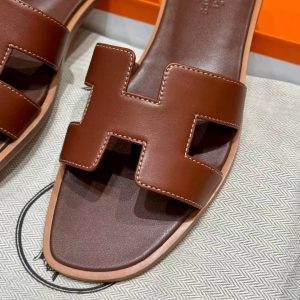 Hermes Oran Sandal Women Swift Calfskin Rouge Sellier - Image 7