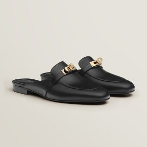 Hermes Oz Mule Women Calfskin Gold Kelly Buckle Noir H221081Z 02350