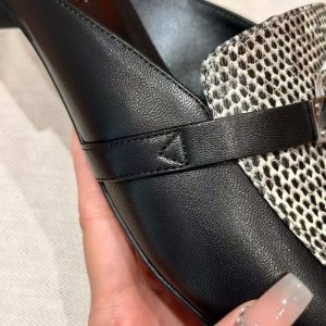 Hermes Oz Mule Women Calfskin Natura Lizard Sliver Kelly Buckle Noir Ombre H241243Z 02350 - Image 9